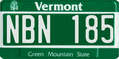 VT license plate NBN185