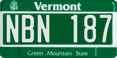 VT license plate NBN187