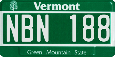 VT license plate NBN188