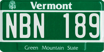 VT license plate NBN189