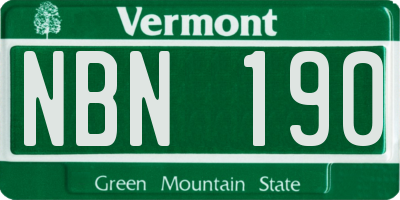 VT license plate NBN190