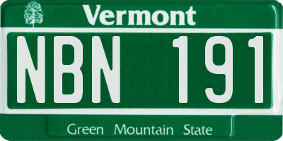 VT license plate NBN191