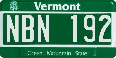 VT license plate NBN192