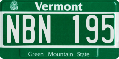 VT license plate NBN195