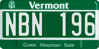 VT license plate NBN196