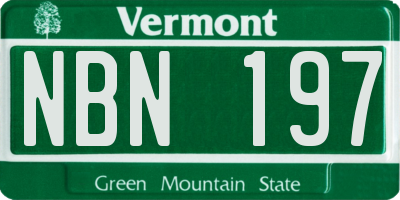 VT license plate NBN197