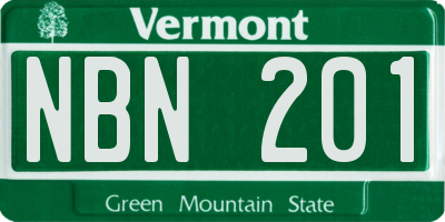 VT license plate NBN201