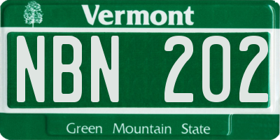 VT license plate NBN202