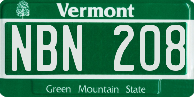VT license plate NBN208