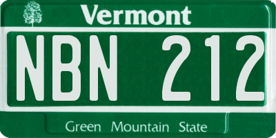 VT license plate NBN212