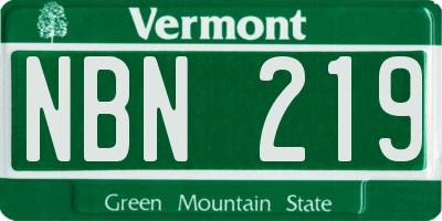 VT license plate NBN219