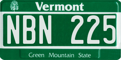 VT license plate NBN225