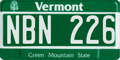 VT license plate NBN226