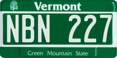 VT license plate NBN227