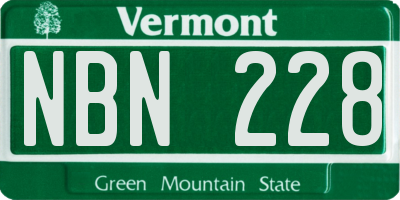 VT license plate NBN228