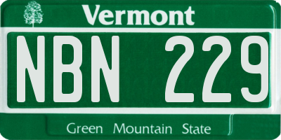 VT license plate NBN229
