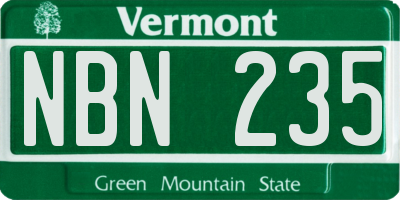 VT license plate NBN235