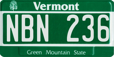 VT license plate NBN236