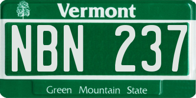 VT license plate NBN237
