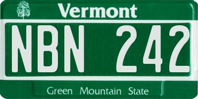 VT license plate NBN242