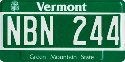 VT license plate NBN244