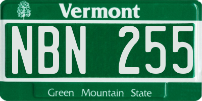 VT license plate NBN255