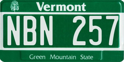 VT license plate NBN257