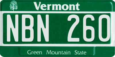 VT license plate NBN260