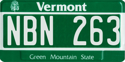 VT license plate NBN263