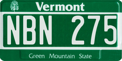 VT license plate NBN275