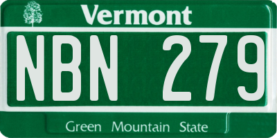 VT license plate NBN279