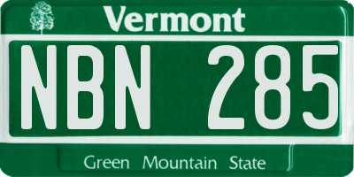 VT license plate NBN285