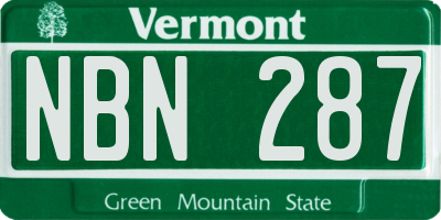 VT license plate NBN287
