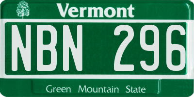 VT license plate NBN296