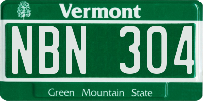 VT license plate NBN304