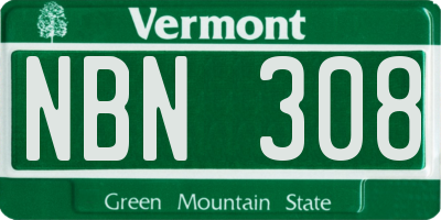 VT license plate NBN308