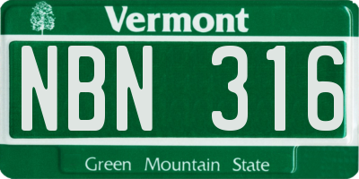 VT license plate NBN316
