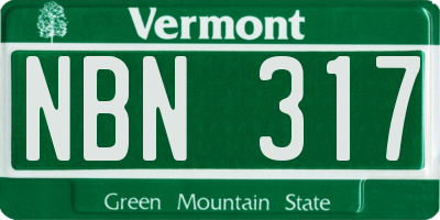 VT license plate NBN317