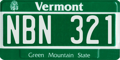 VT license plate NBN321