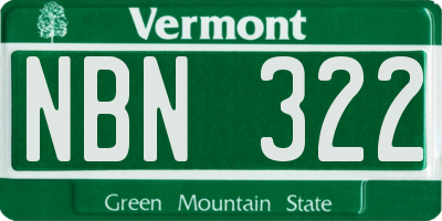 VT license plate NBN322