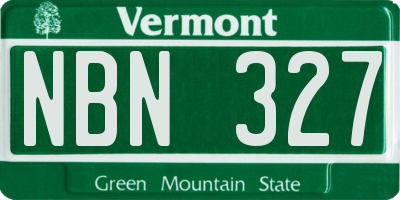 VT license plate NBN327