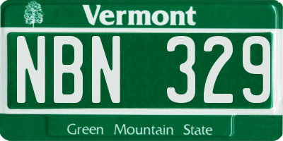VT license plate NBN329