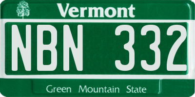 VT license plate NBN332