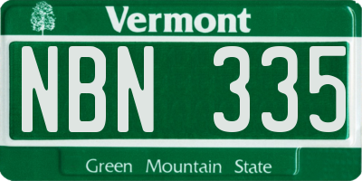 VT license plate NBN335