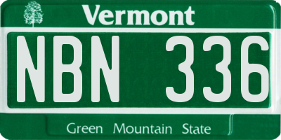 VT license plate NBN336