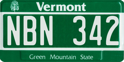 VT license plate NBN342