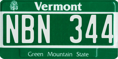 VT license plate NBN344