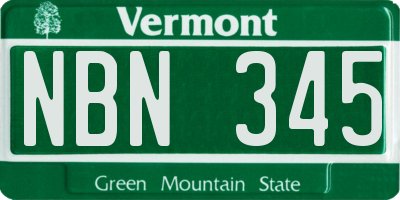 VT license plate NBN345
