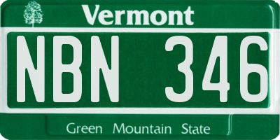 VT license plate NBN346
