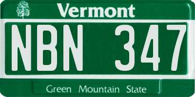 VT license plate NBN347